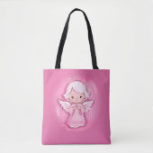 Tote Bag Noël Angel rose et gris Shopping (Devant)