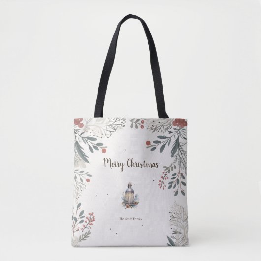 Tote Bag Noël Aquarelle Salutations (Devant)