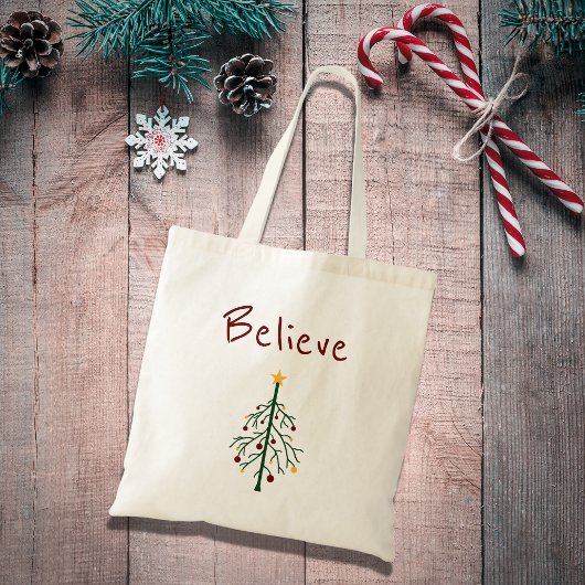 Tote Bag Noël Arbre fête croire Père Noël