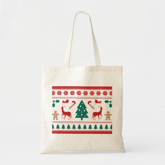 Tote Bag Noël Arrive, Noël, Arbre, Rennes (Devant)