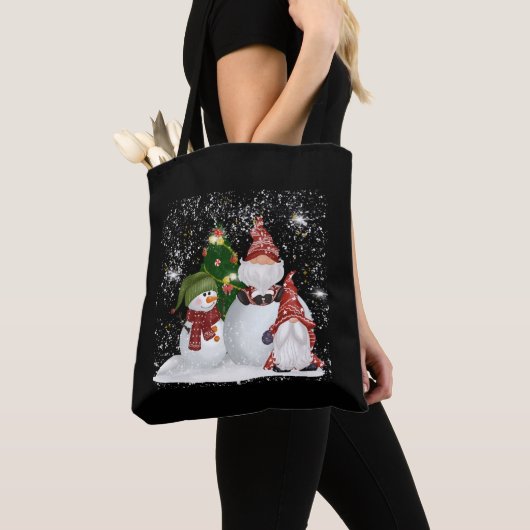 Tote Bag Noël arrive Père Noël Sucre de canne Trône (De près)