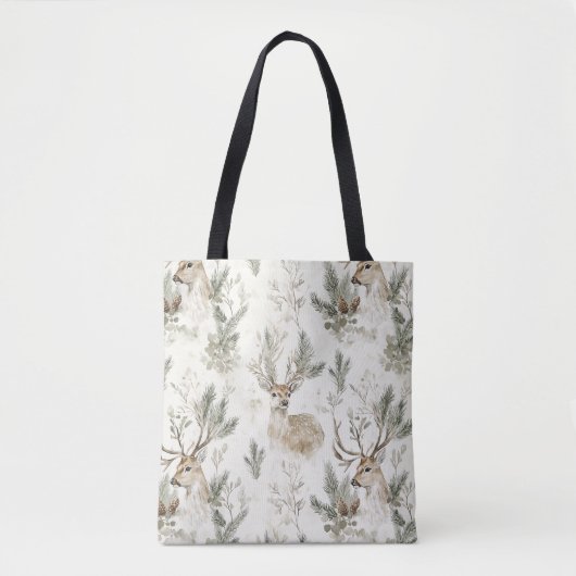 Tote Bag Noël au bois de cerfs (Devant)