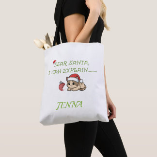 Tote Bag Noël avec un chat drôle et vilain