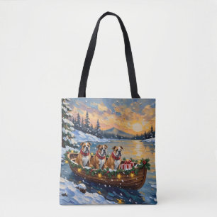 Tote Bag Noël Bateau de Noël Bulldog