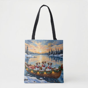 Tote Bag Noël Bateau de vacances Jack Russell Terrier