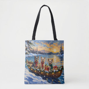 Tote Bag Noël Bateau de vacances Terrier Tibétain