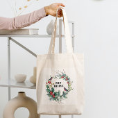 Tote Bag Noël Berries Wreath Joyeux Noël Typographie
