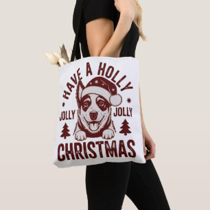 Tote Bag Noël Blue Heeler Holly Jolly Chien Maman Vintage