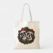Tote Bag Noël Boston Terrier Chiens de vacances Wreath (Dos)