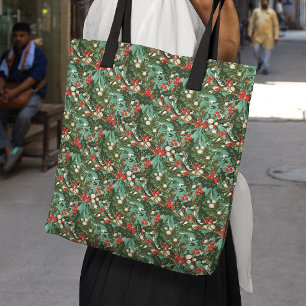 Tote Bag Noël botanique vert classique