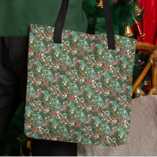 Tote Bag Noël botanique vert classique