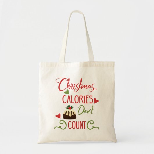 Tote Bag noël calories ne compte pas les citations de vacan (Devant)