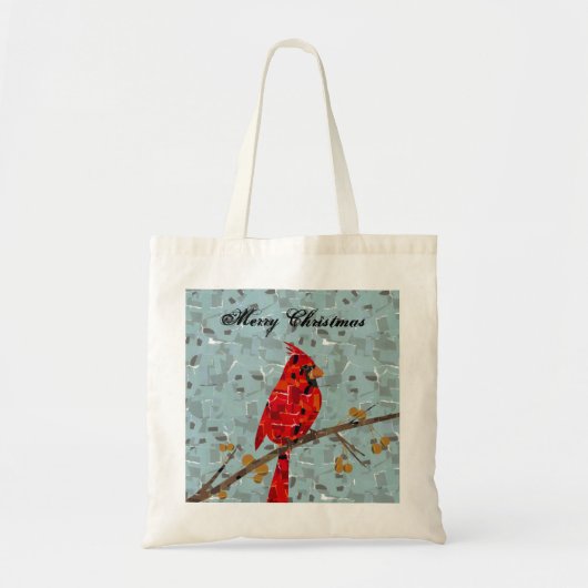 Tote Bag Noël Cardinal oiseau collage (Devant)