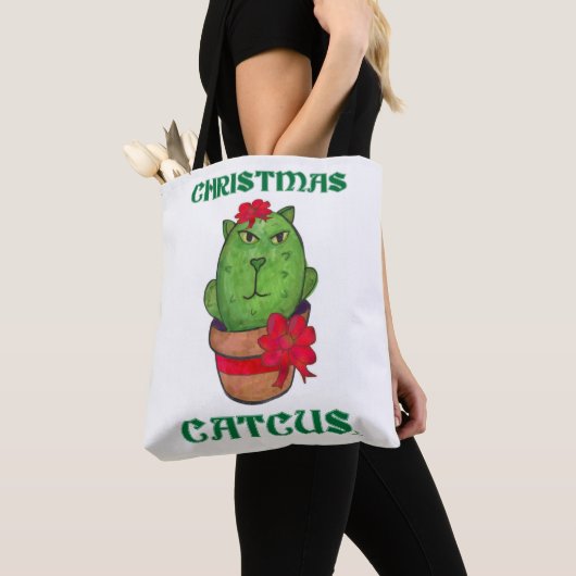 Tote Bag Noël Catcus Vacances Cactus Dessin (De près)