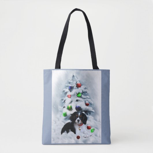 Tote Bag Noël Cavalier King Charles Spaniel (Devant)