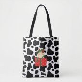 Tote Bag Noël Chat noir et blanc Motif Carré (Devant)