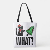 Tote Bag Noël Chat Tipping Xmas Tree Drôle (Dos)