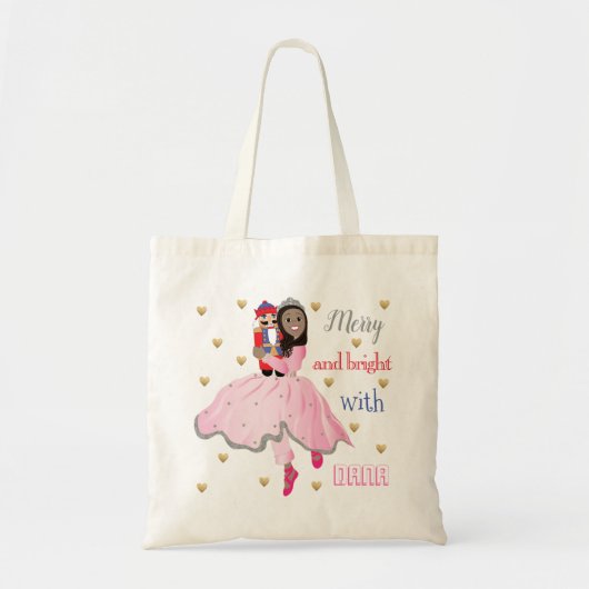 Tote Bag Noel Cheveux foncé Ballerina Nutcracker ronde (Devant)