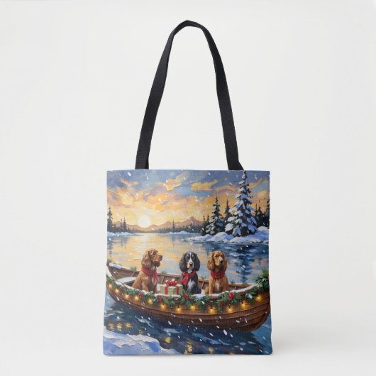 Tote Bag Noël Cocker Spaniel Bateau Fêtes (Devant)