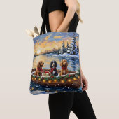 Tote Bag Noël Cocker Spaniel Bateau Fêtes (De près)