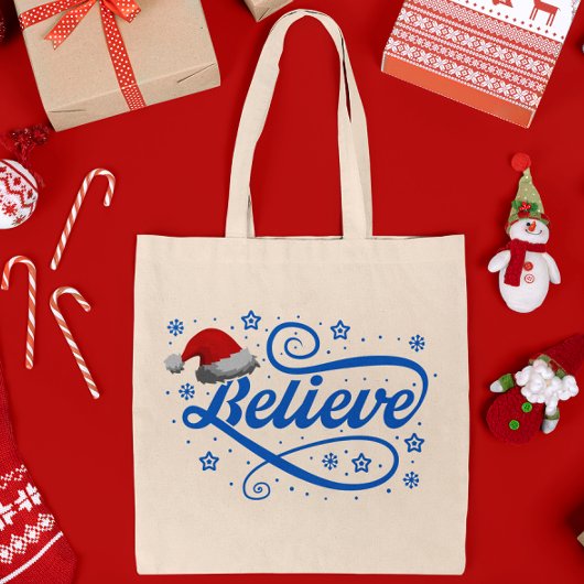 Tote Bag Noël Croire Père Noël - Père Noël Bleu