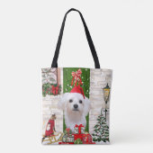 Tote Bag Noël de chien maltais (Dos)