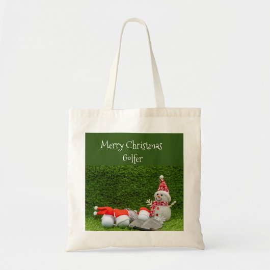 Tote Bag Noël de golf avec Snowman et des balles de golf Pè (Devant)