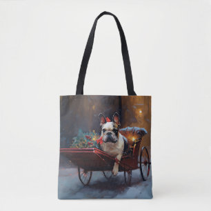Tote Bag Noël de la saison festive de Bouledogue français