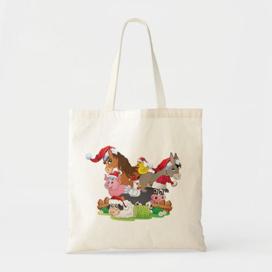 Tote Bag Noël des animaux de ferme (Devant)