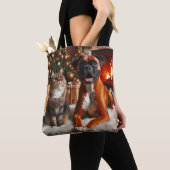 Tote Bag Noël des chiens et des chats de boxe (De près)