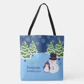 Tote Bag Noël des manchots et des motoneiges (Devant)