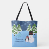 Tote Bag Noël des manchots et des motoneiges (Dos)