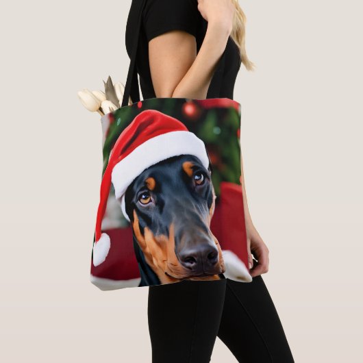 Tote Bag Noël Doberman (De près)