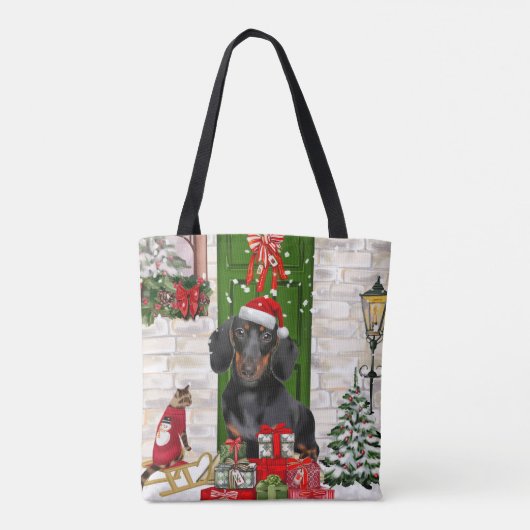Tote Bag Noël du chien Dachshund (Dos)