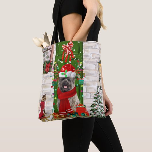 Tote Bag Noël du chien de Cairn Terrier (De près)
