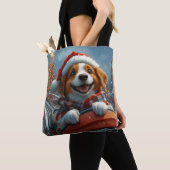Tote Bag Noël du chien espagnol breton (De près)