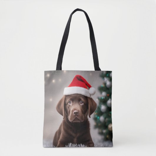Tote Bag Noël du Labrador au chocolat (Devant)