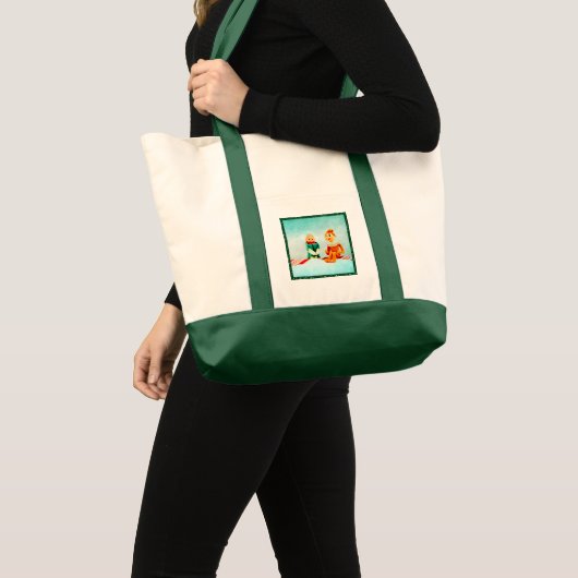 Tote Bag Noël Elf Première Date avec cadre de Parties scint (Devant (produit))