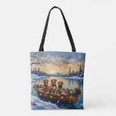 Tote Bag Noël en bateau de Vizsla (Dos)