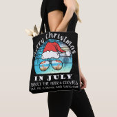 Tote Bag Noël En Juillet Pool Party Père Noël Vacances Boir (De près)