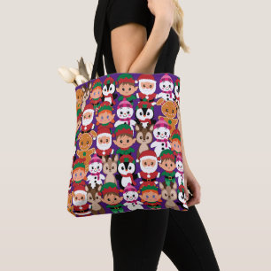 Tote Bag Noël en peluche coloré avec de nombreuses professi