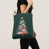 Tote Bag Noël Enseignant Livres Arbre Noël Fête de lecture (De près)