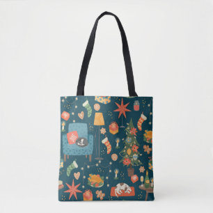 Tote Bag Noël et Joyeux Nouvel An motif sans couture. Sonde