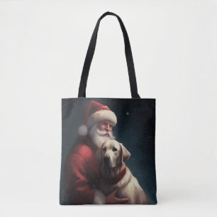 Tote Bag Noël festif du Père Noël au Labrador