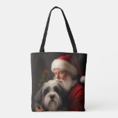 Tote Bag Noël festif du Père Noël du Terrier tibétain (Dos)