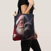 Tote Bag Noël festif écossais du Terrier Santa Claus (De près)
