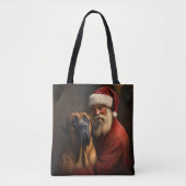 Tote Bag Noël festif Rhodesian Ridgeback Santa Claus (Devant)