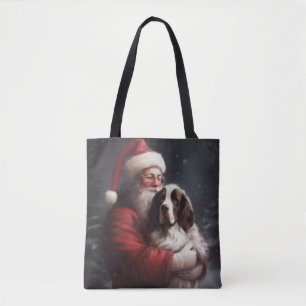 Tote Bag Noël festif Springer Spaniel Santa Claus