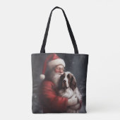 Tote Bag Noël festif Springer Spaniel Santa Claus (Dos)