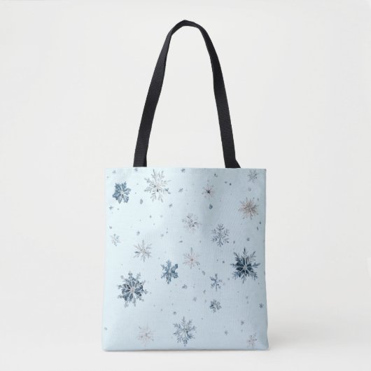Tote Bag Noël Flocons Bleus (Devant)